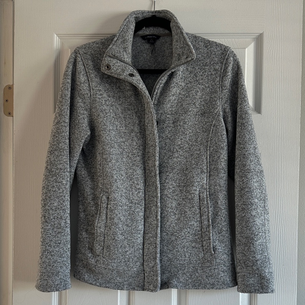 Lands' End Women's Heather Gray Teddy Jacket